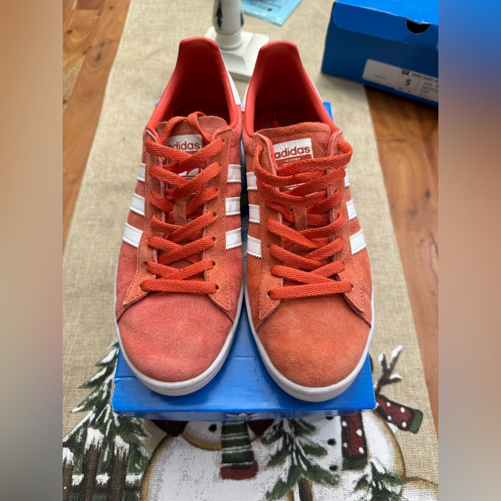 Adidas Coral Suede Sneakers with White Stripes